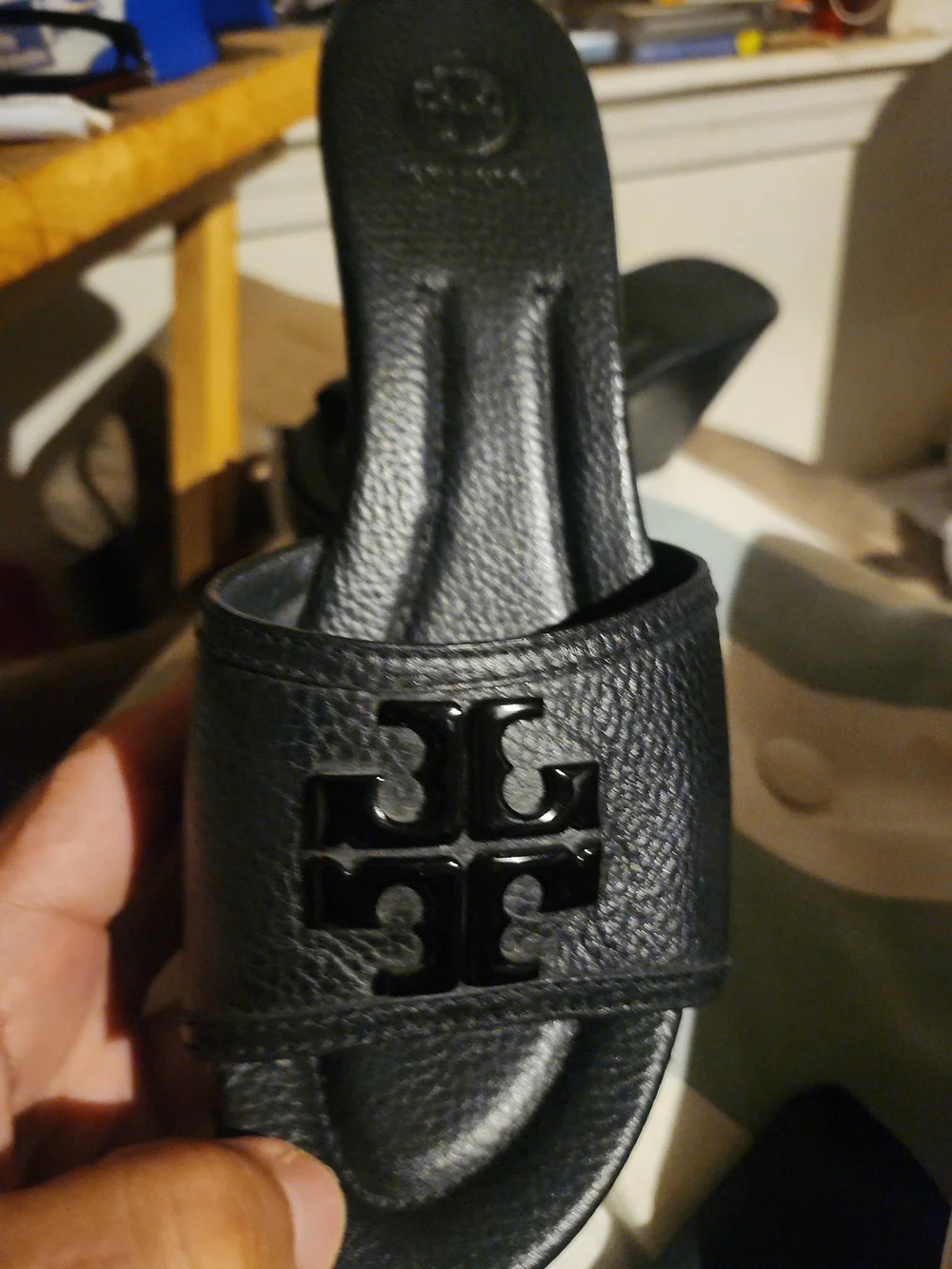 Tory burch lowell pebble blaxk wedge sandals clean uppers